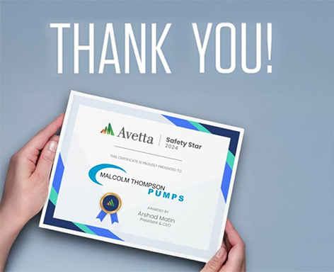 Malcolm Thompson Pumps Recognised as a 2024 Safety Star by Avetta